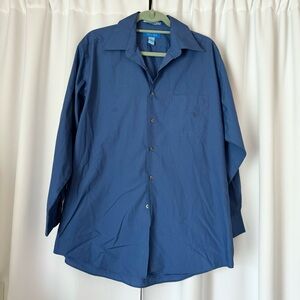 Savile Row Men's Blue Button Up Long Sleeve Dress Shirt Size Large